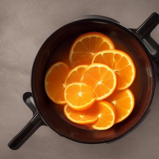 A natural stovetop potpourri with cinnamon and orange slices simmering