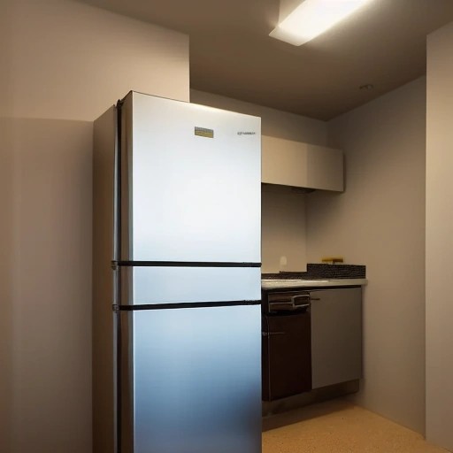 A stainless steel refrigerator standing in a quiet kitchen at night.