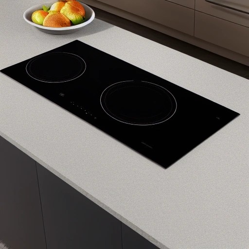 An inactive modern black induction cooktop on a clean countertop.