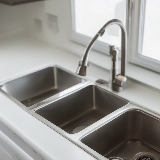 Standing murky water in a clogged kitchen sink with submerged plates.