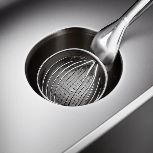 Water draining down a stainless steel kitchen sink with small bubbles.