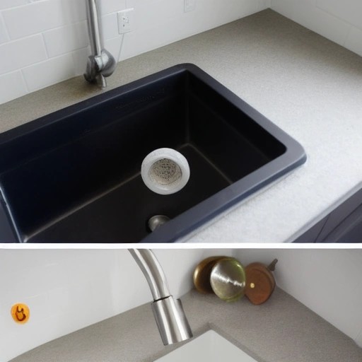 Simple DIY tools arranged on a kitchen counter to fix sink noises.