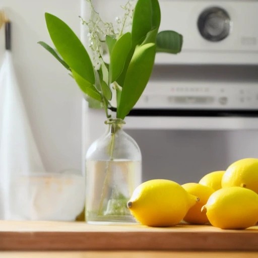 Natural kitchen deodorizers including fresh lemons and baking soda.