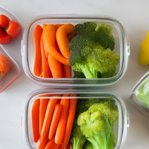 A tidy meal prep station with fresh chopped vegetables and glass containers.