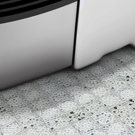 Water pooling on tiled kitchen floor next to refrigerator