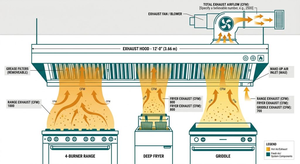 Commercial Kitchen Exhaust Ventilation Sizer