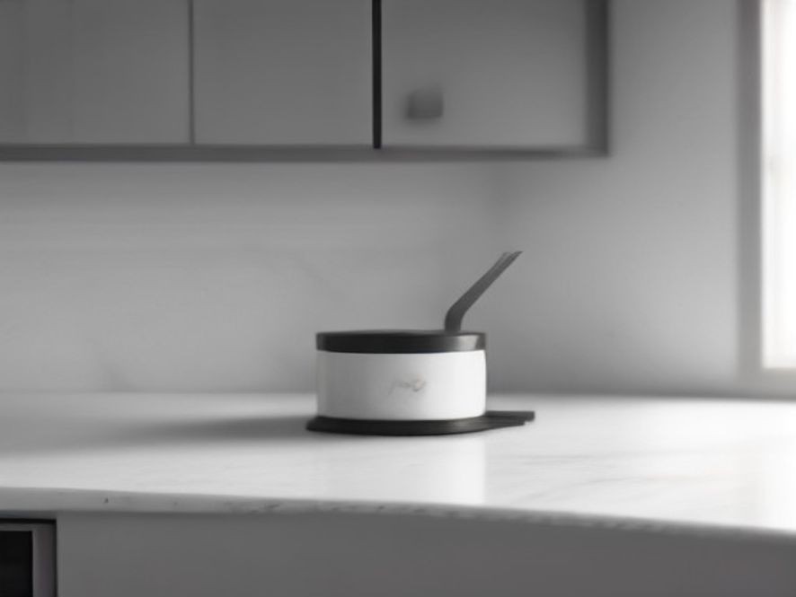 AI kitchen gadgets on a modern marble countertop