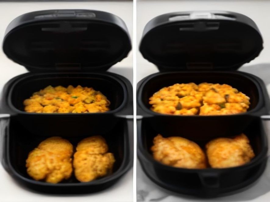 Comparing air fryer roast and air fry results side by side