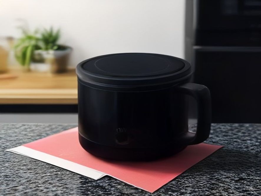 Temperature reference guide placed near a modern air fryer