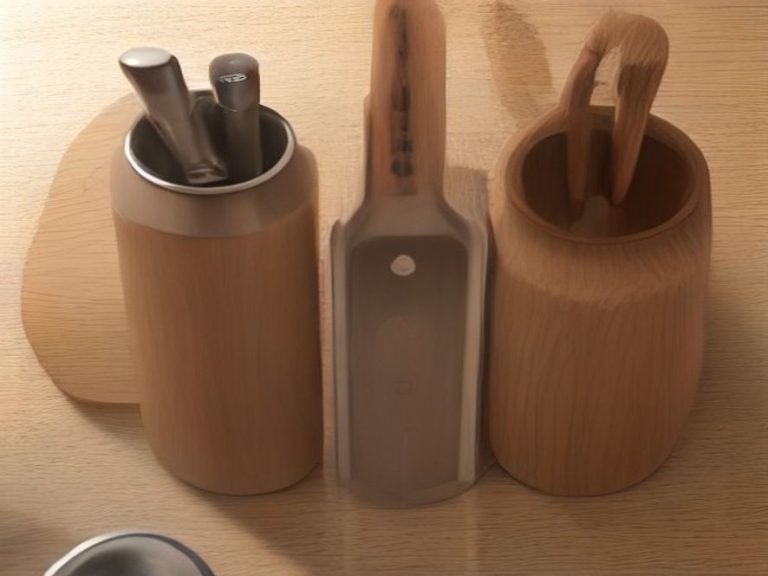 Non-toxic cooking tools made from stainless steel, acacia wood, and silicone.
