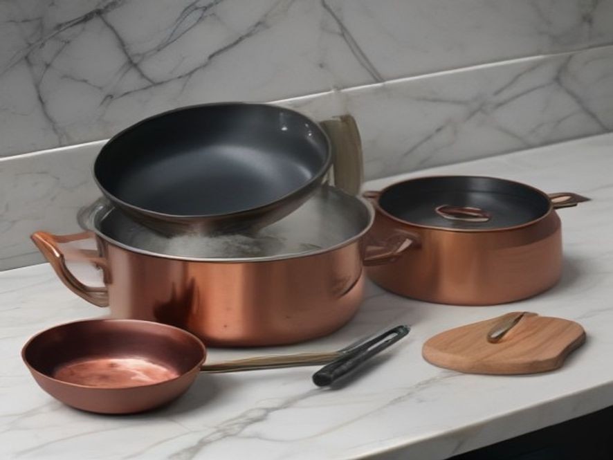 High-end kitchen equipment like enameled Dutch oven and Japanese chef knife.