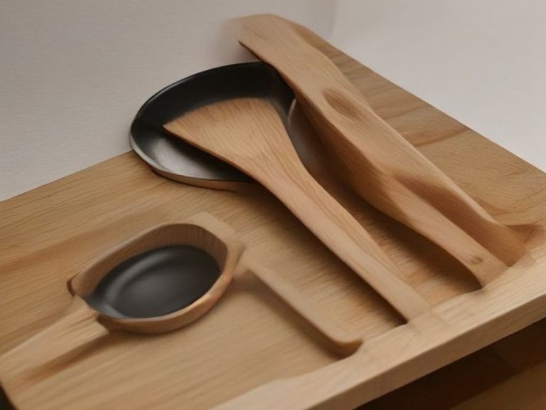 Scratch-free silicone and wooden utensils sitting inside a nonstick pan.