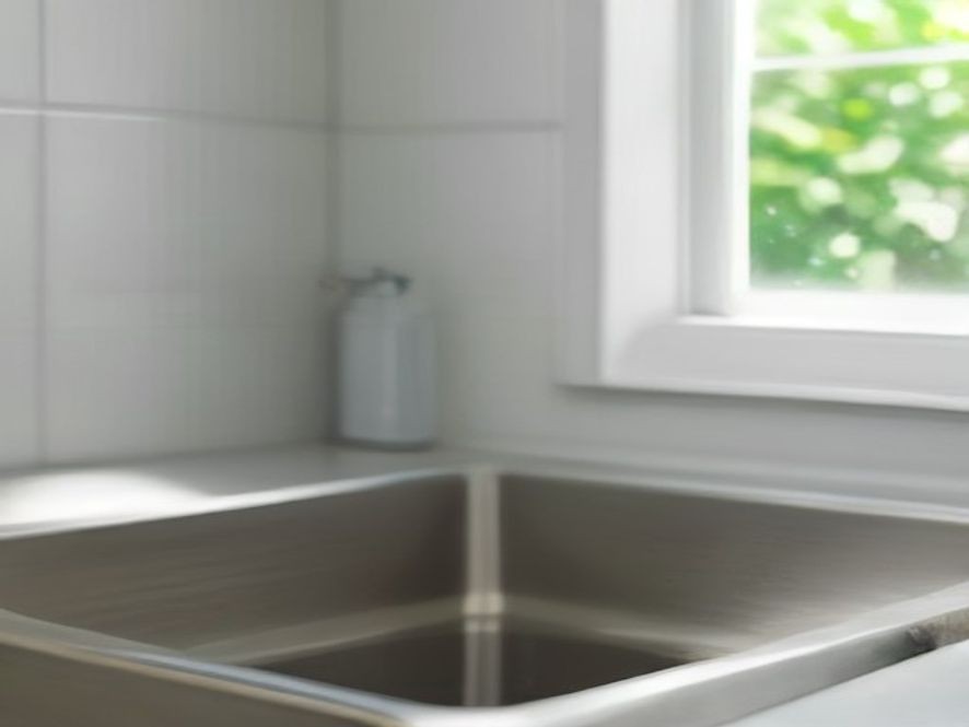 A sleek modern kitchen faucet and stainless steel sink assembly.