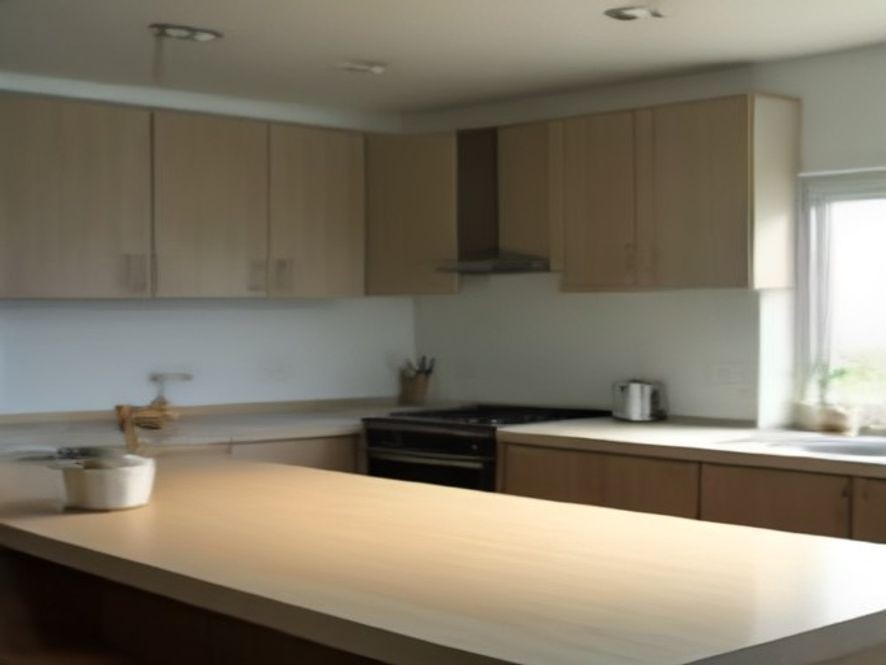 A clutter free kitchen counter hosting only multi use essential tools.