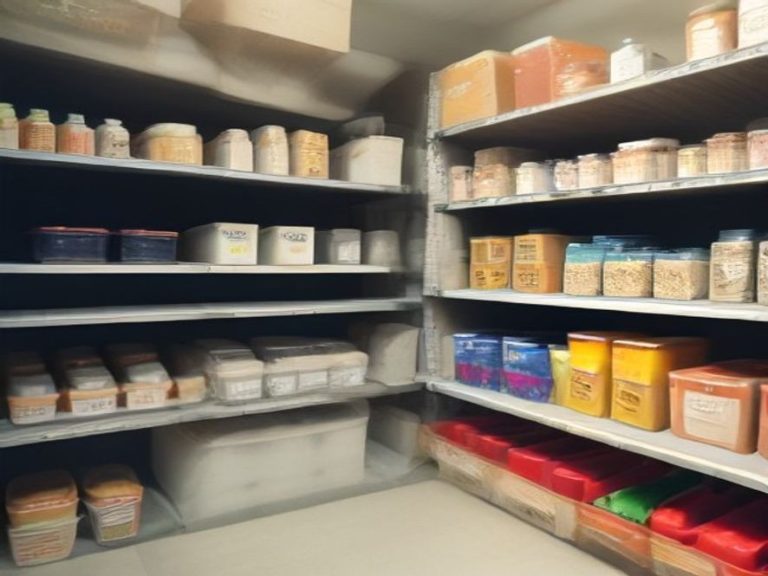 Systematic pantry backstock area for efficient grocery restocking.