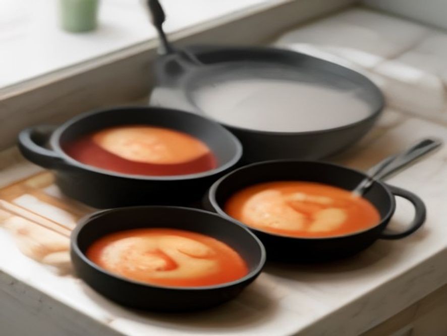 Safe non-scratch utensils positioned near a ceramic nonstick pan.