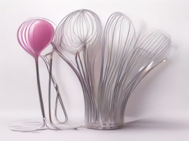 Various whisk designs including balloon, French, and silicone whisks.