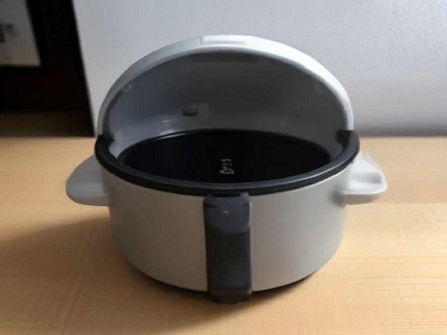 Clean nonstick rice cooker inner pot and open unit