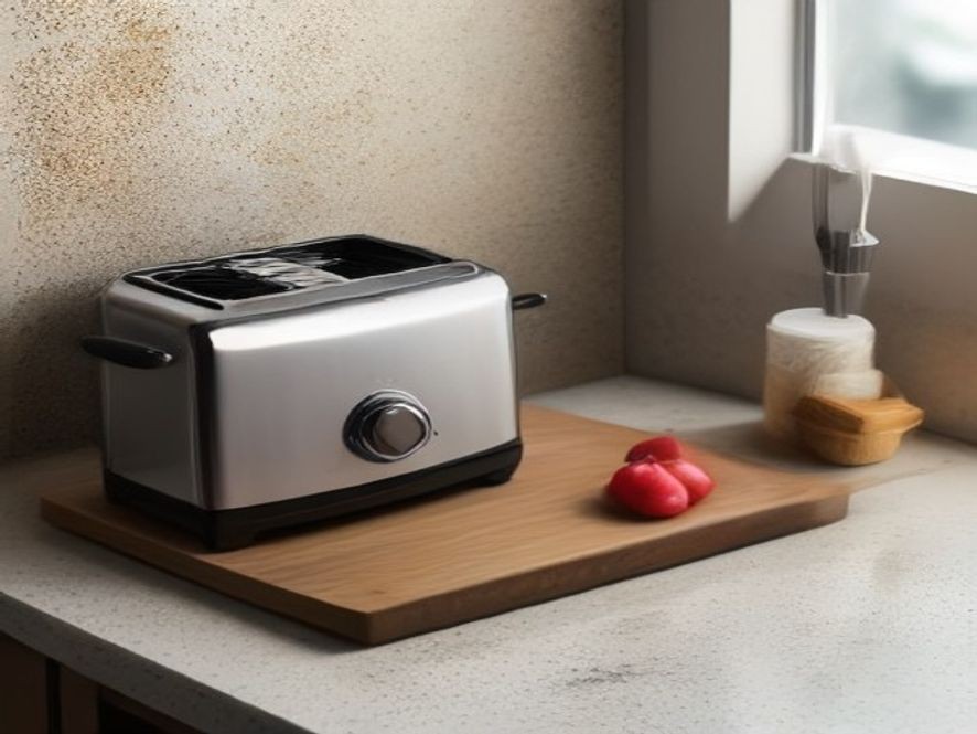 Clean stainless steel toaster with empty crumb tray