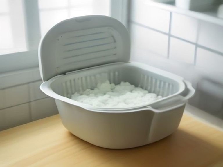 Clean nonstick air fryer basket on a kitchen drying rack