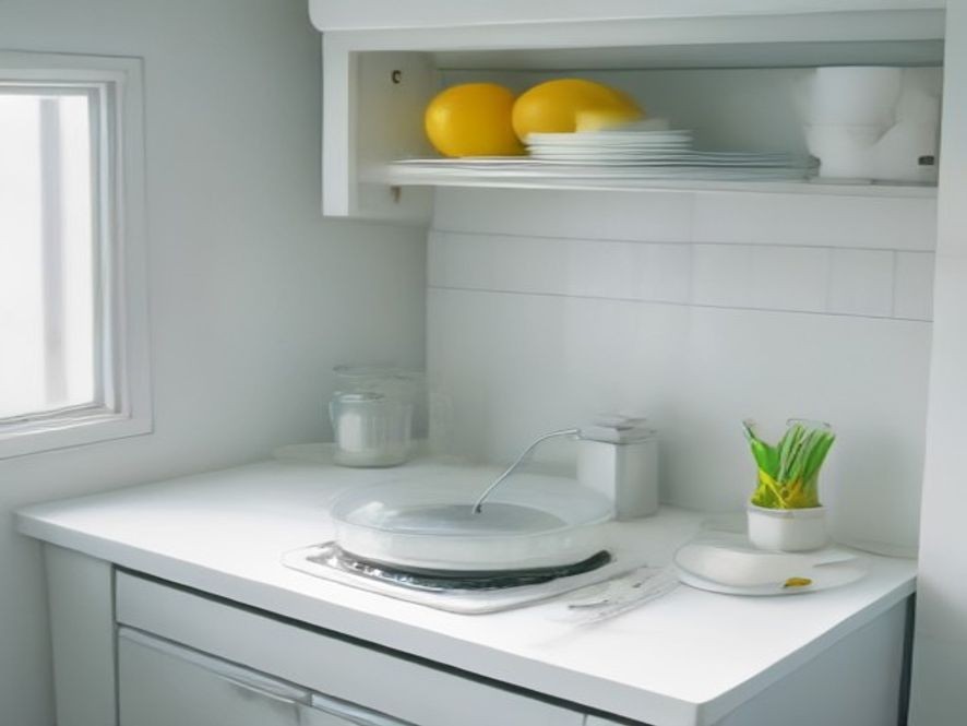 Clean microwave interior with glass bowl and lemon slices