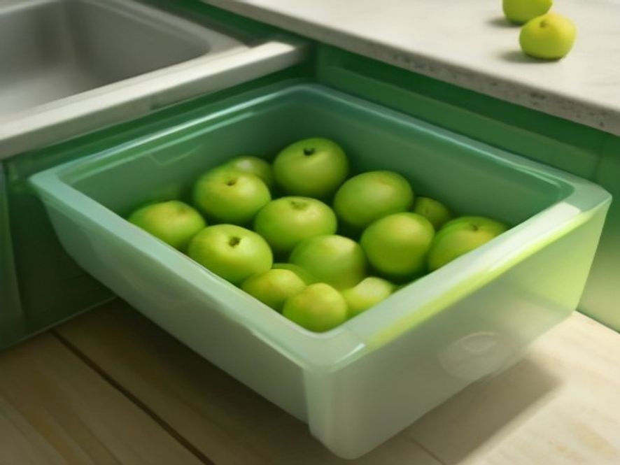 Transparent refrigerator crisper drawers cleaned and drying