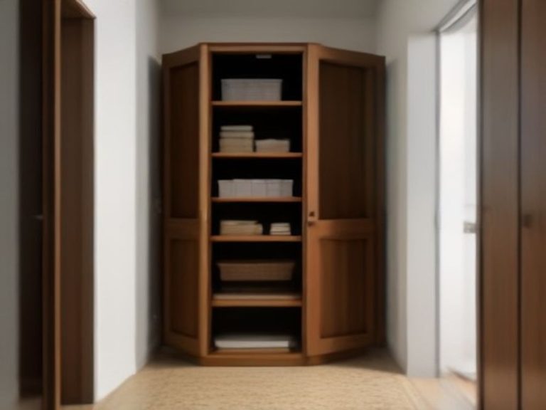 Freestanding cabinet converted into a dedicated kitchen pantry zone.