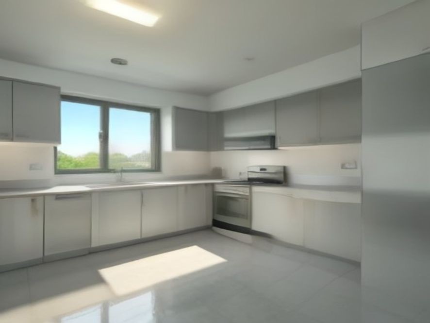 A fully revived kitchen boasting spotless surfaces after a deep restoration process.