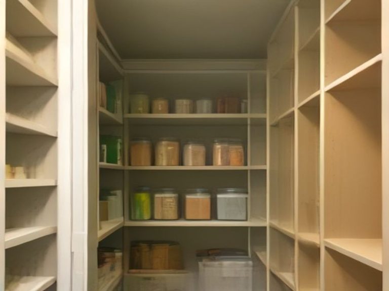 An open pantry showcasing clean shelves and systematically organized containers.