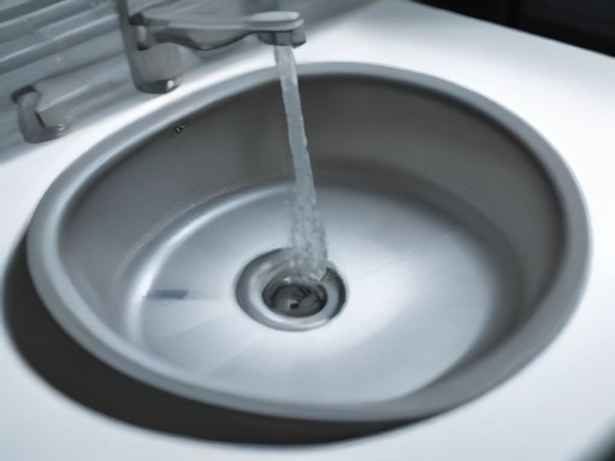 A gleaming stainless steel kitchen sink free of scale and heavy buildup.
