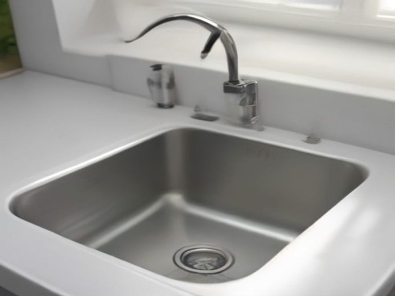 A spot free stainless steel sink after hard water treatment.