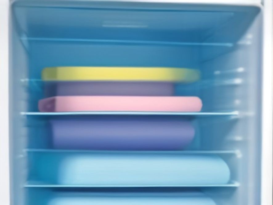 Pristine glass shelves inside a fully sanitized refrigerator.