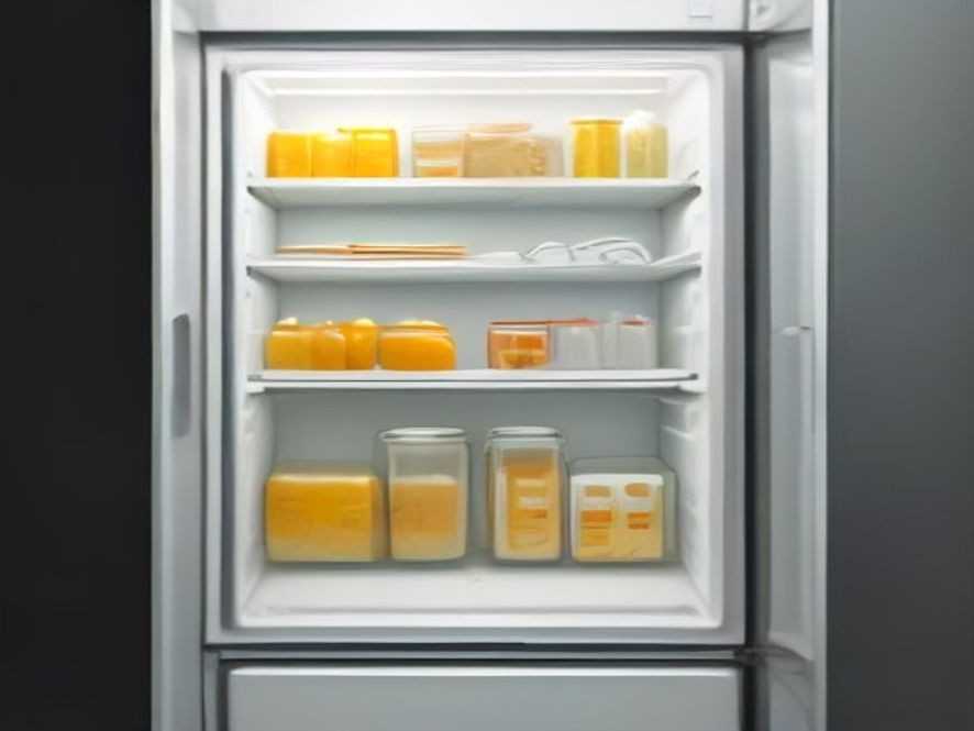 A fresh and organized refrigerator interior with natural odor absorbers.