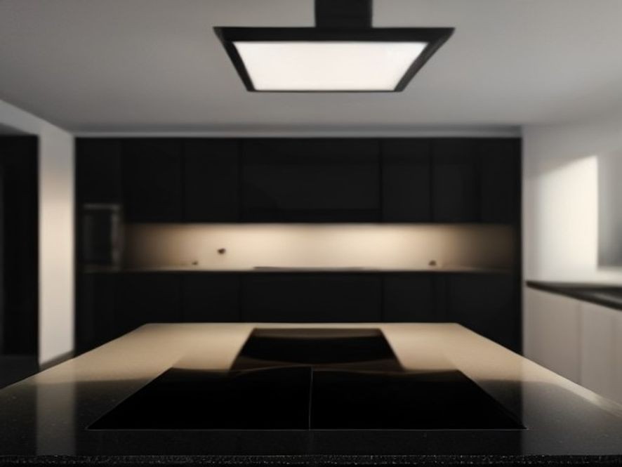 A spotless black glass induction stove surface.