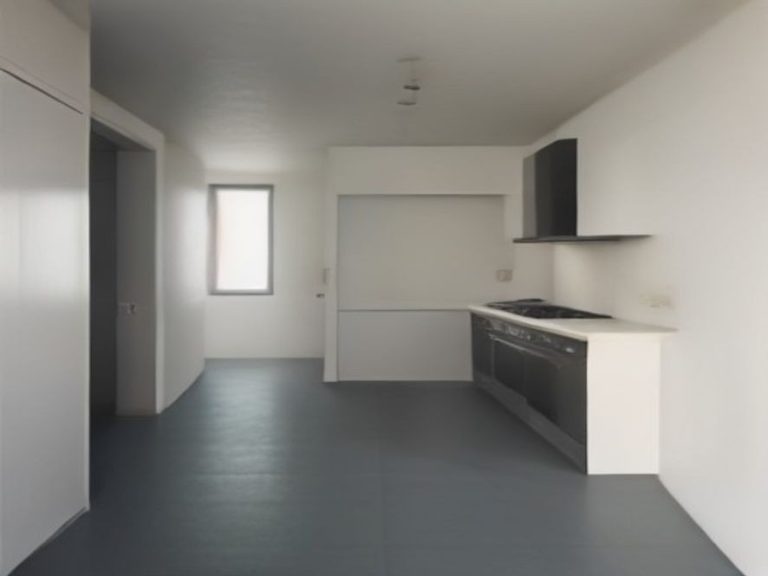 The wall and floor space behind a stove restored to a clean state.