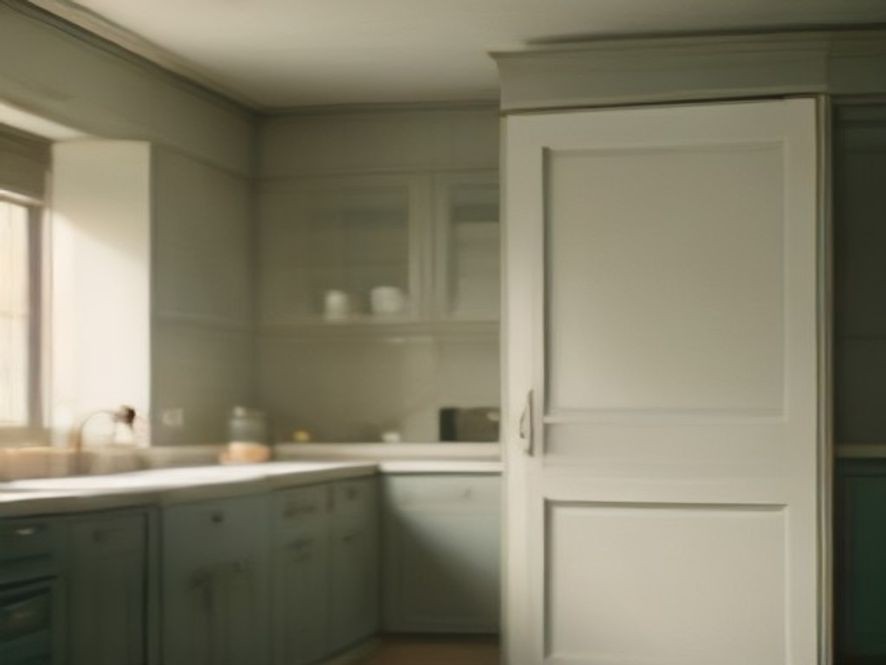 Painted cabinet doors completely freed from sticky kitchen grease coatings.