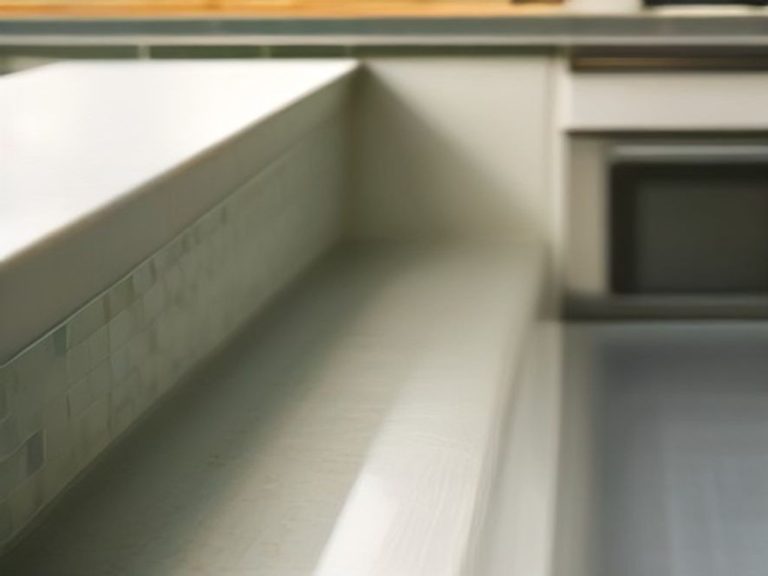 A tight kitchen corner featuring clean grout lines and dust-free edges.