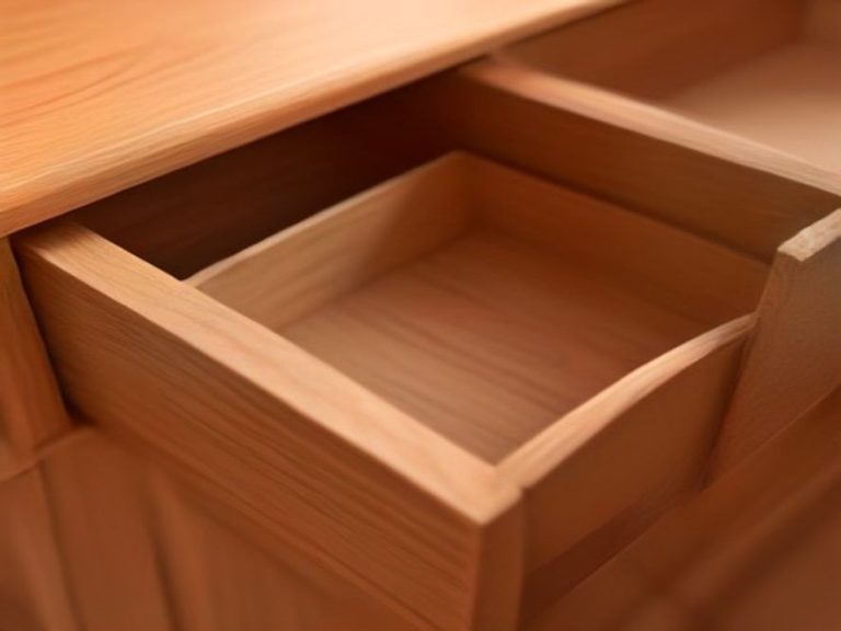 A wooden drawer interior freed from tacky adhesive residue and stains.