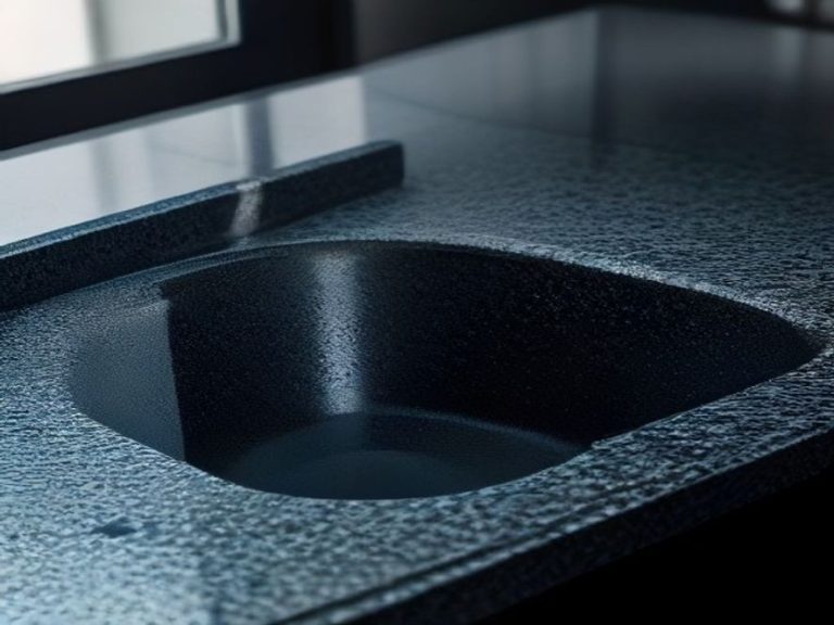 A streak free granite countertop with a clear reflective finish.