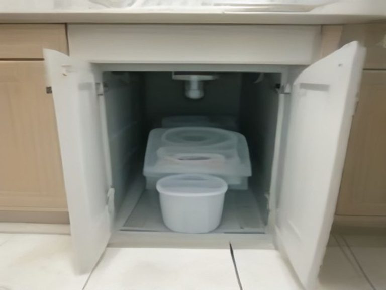 Diagnostic setup under a kitchen sink to track hidden moisture leaks.