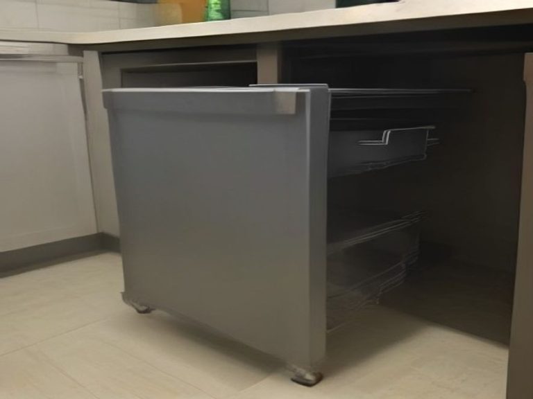 Heavy-duty metal rack holding baking sheets and cutting boards upright