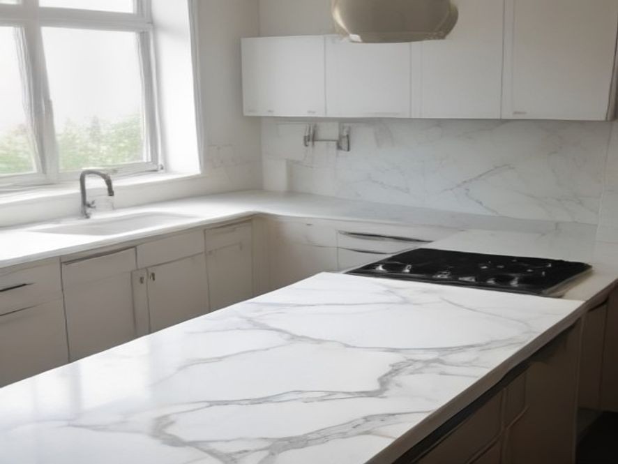 Decluttered kitchen counter with minimal essential tools.