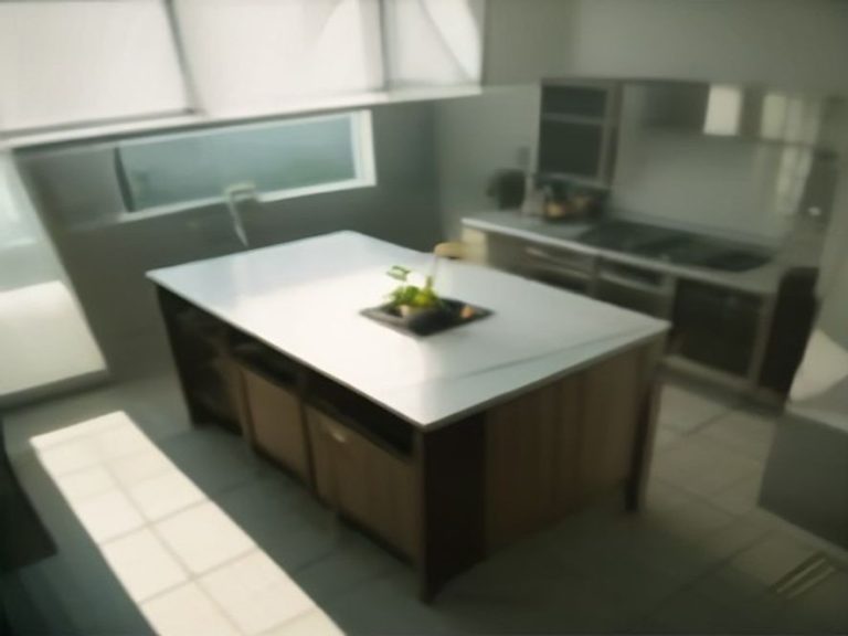 A blender positioned with ample open airflow space on a kitchen island.