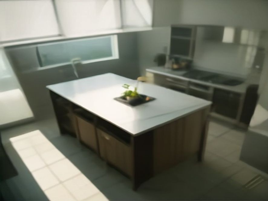 A blender positioned with ample open airflow space on a kitchen island.