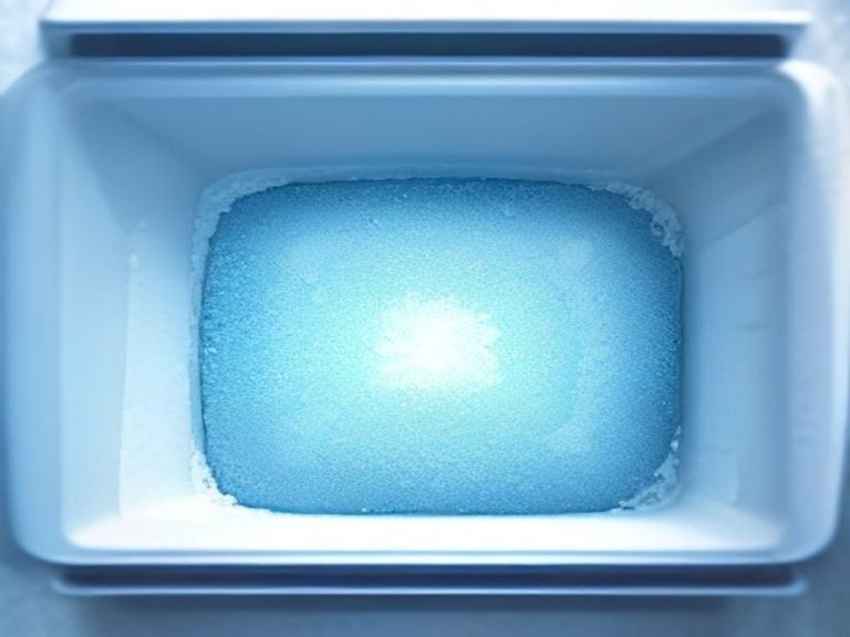 A plastic scraper removes built-up ice from freezer coils.