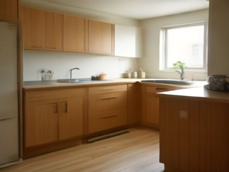 Deep lower cabinet retrofitted with smooth slide-out wooden storage trays