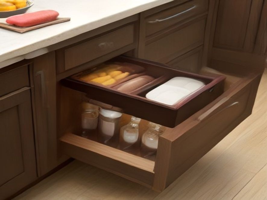 Sliding top tier tray maximizing vertical height inside a deep drawer