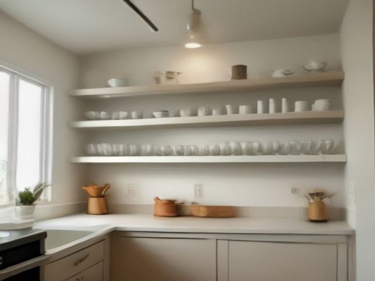Organized coffee mugs and glass drinkware arranged on cabinet shelves
