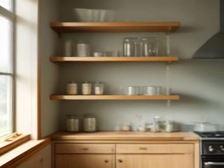 Gliding wooden pull-out shelves displaying organized food storage containers
