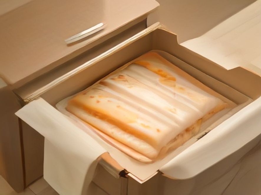 Wooden dispenser boxes organizing foil rolls and plastic food storage bags